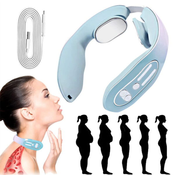 EMS Neck Acupoints Lymphvity Massager Device Intelligent Neck Massager With Heat Blue Hot Design - Image 5