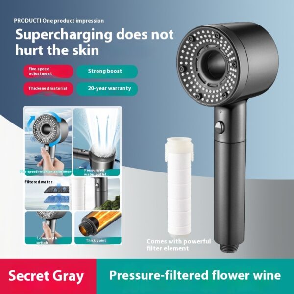 Spray Hair Dryer Shower Head One-click Water Stop Boost Nozzle - Image 4