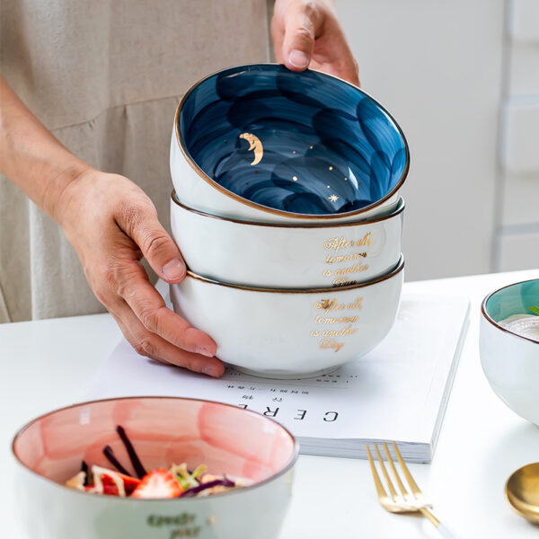 Ceramic Breakfast Salad Bowl With Cute Eating Bowl - Image 5